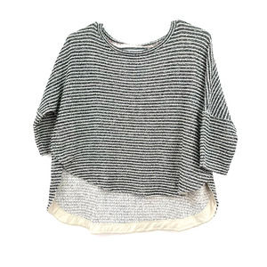 Deletta size‎ small striped blouse top shirt button up sides high low hem